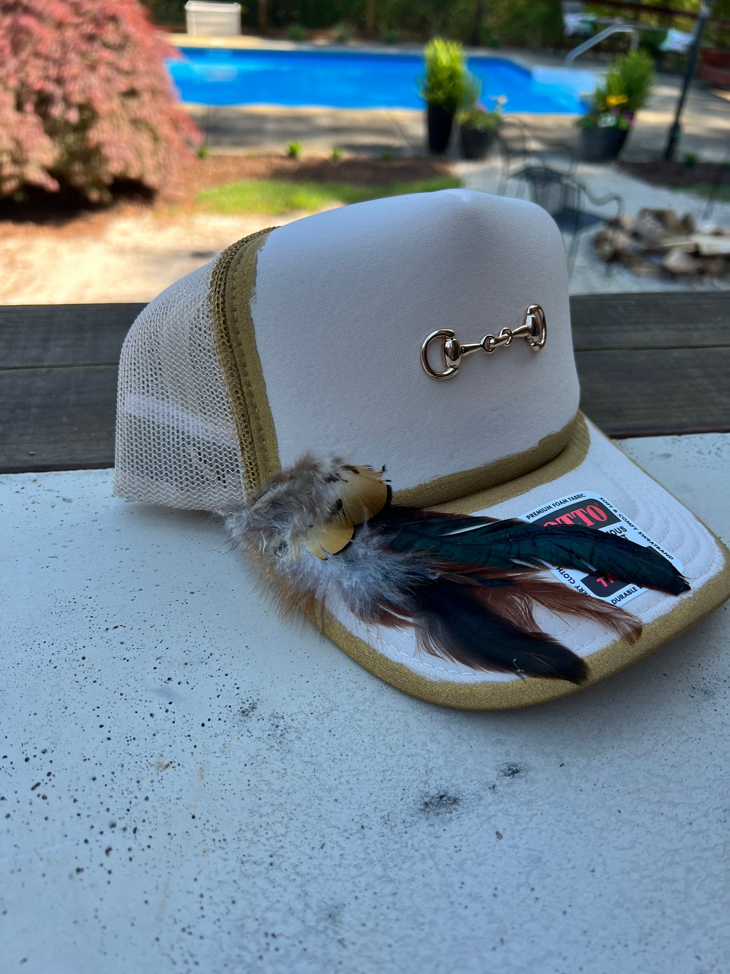 Snaffle Bit & Feather Trucker Hat